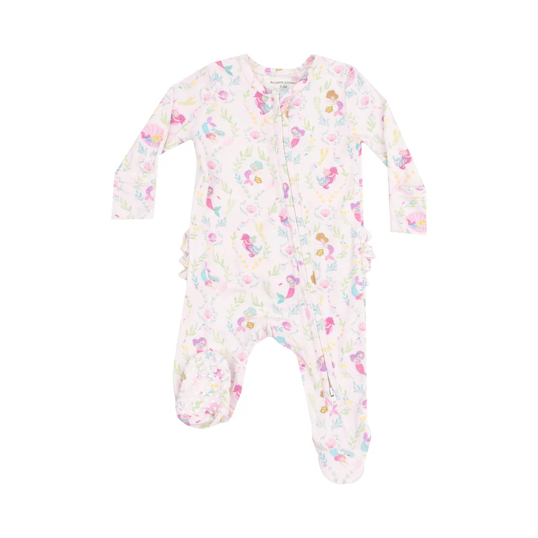 Pink Mermaid Ruffle Footie