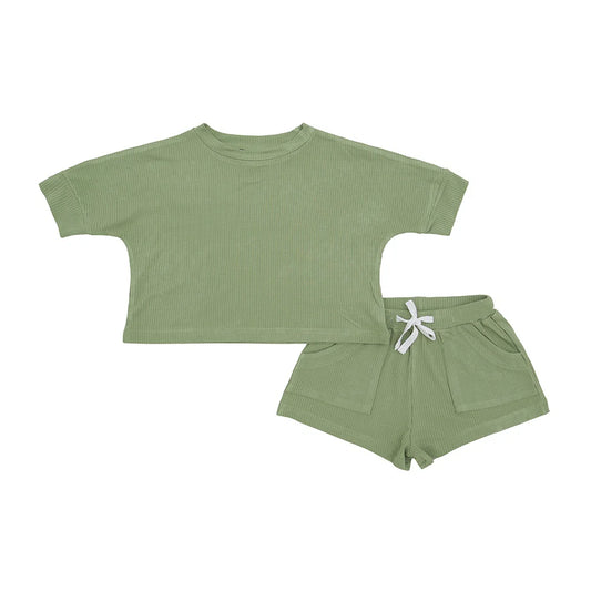 Baggy Top & Shorts Set - Ribbed Clover