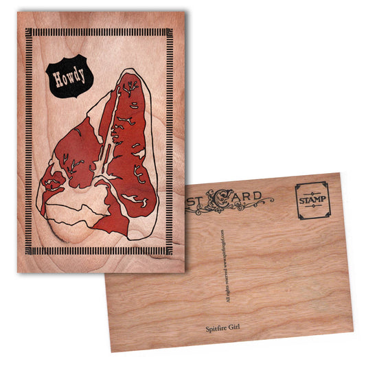 Wood Postcard - Tbone Steak