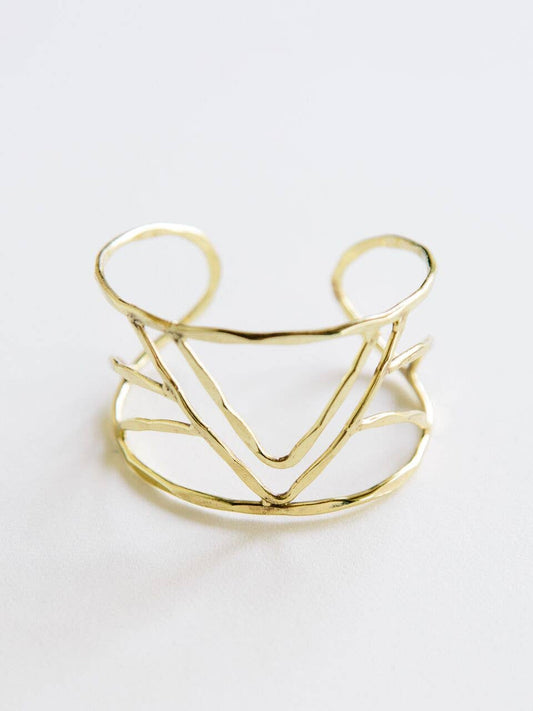 Cuff Bracelet - Peaks And Valleys Gold Tone