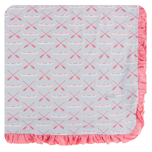 Toddler Blanket with Ruffles - Dew Paddles and Canoe
