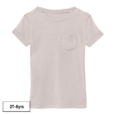 Last One - Size XS (5/6): Tailed Fit Tee With Tiny Pocket - Macaroon