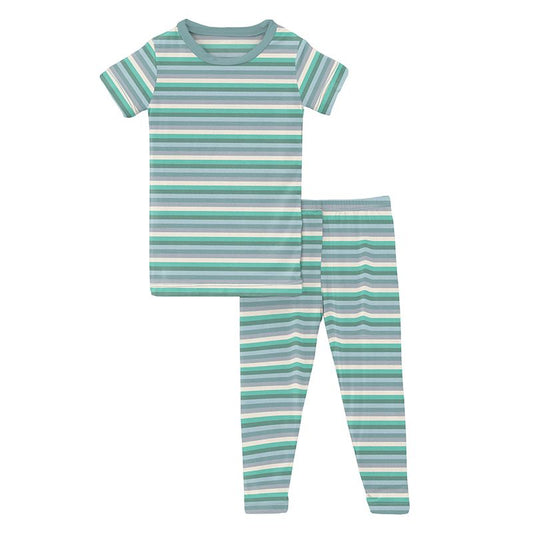 2 Piece Pajama (Short Sleeve) - April Showers Stripe