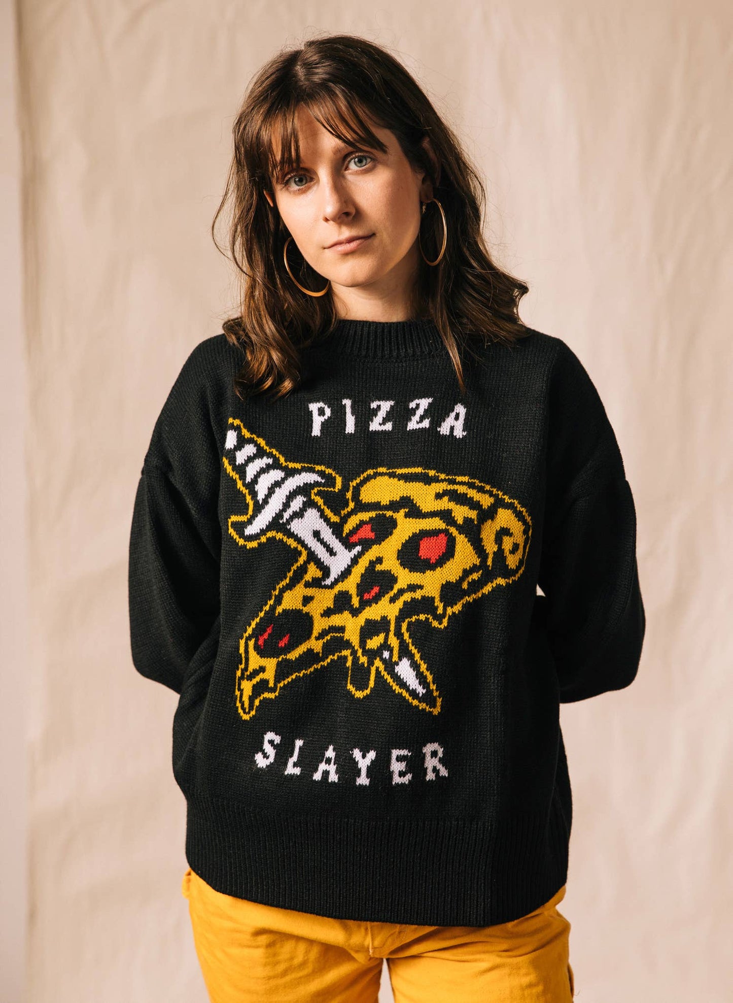 Women's Knit Sweater - Pizza Slayer