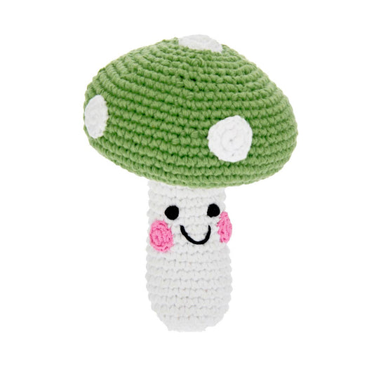 Yarn Rattle - Friendly Green Mushroom