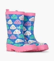 Last One - Size 13: Rain Boots - Cheerful Clouds