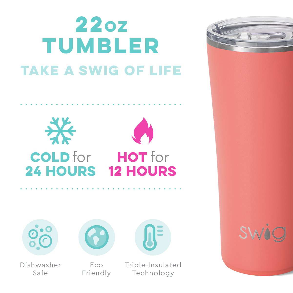 Final Sale - As Is: Insulated Tumbler - Matte Coral (22oz)