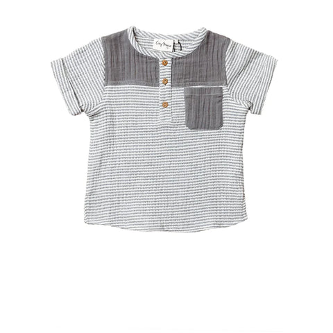 Henley Pocket Tee - Slate Stripe