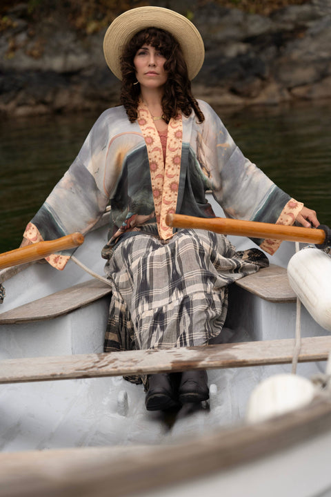 Pixie Duster Cropped Kimono - Hold Fast w/ Boat, Rainbow