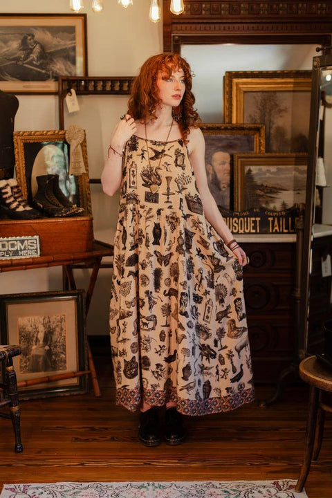 Bohéme Maxi Slip Dress - Curiosities w/ whimiscal print