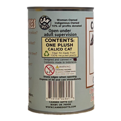 Stuffed Animal - Canned Calico Cat (Standard Lid)
