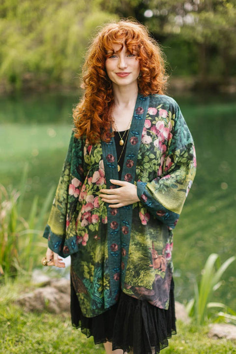 Matinée Duster Kimono - The Daydreamer w/ Roses & Rabbits