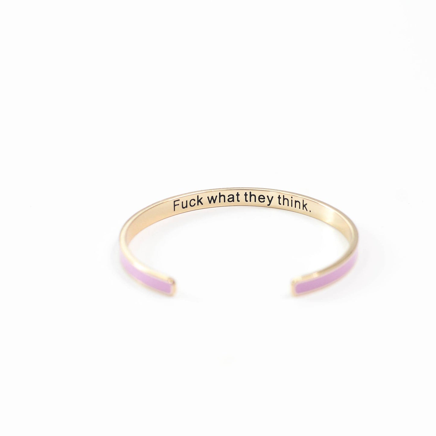 Bangle Bracelet (Enamel) - Fuck What They Think Light Pink