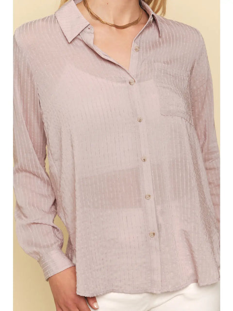Shirt - Textured Button Down Dusty Lavender