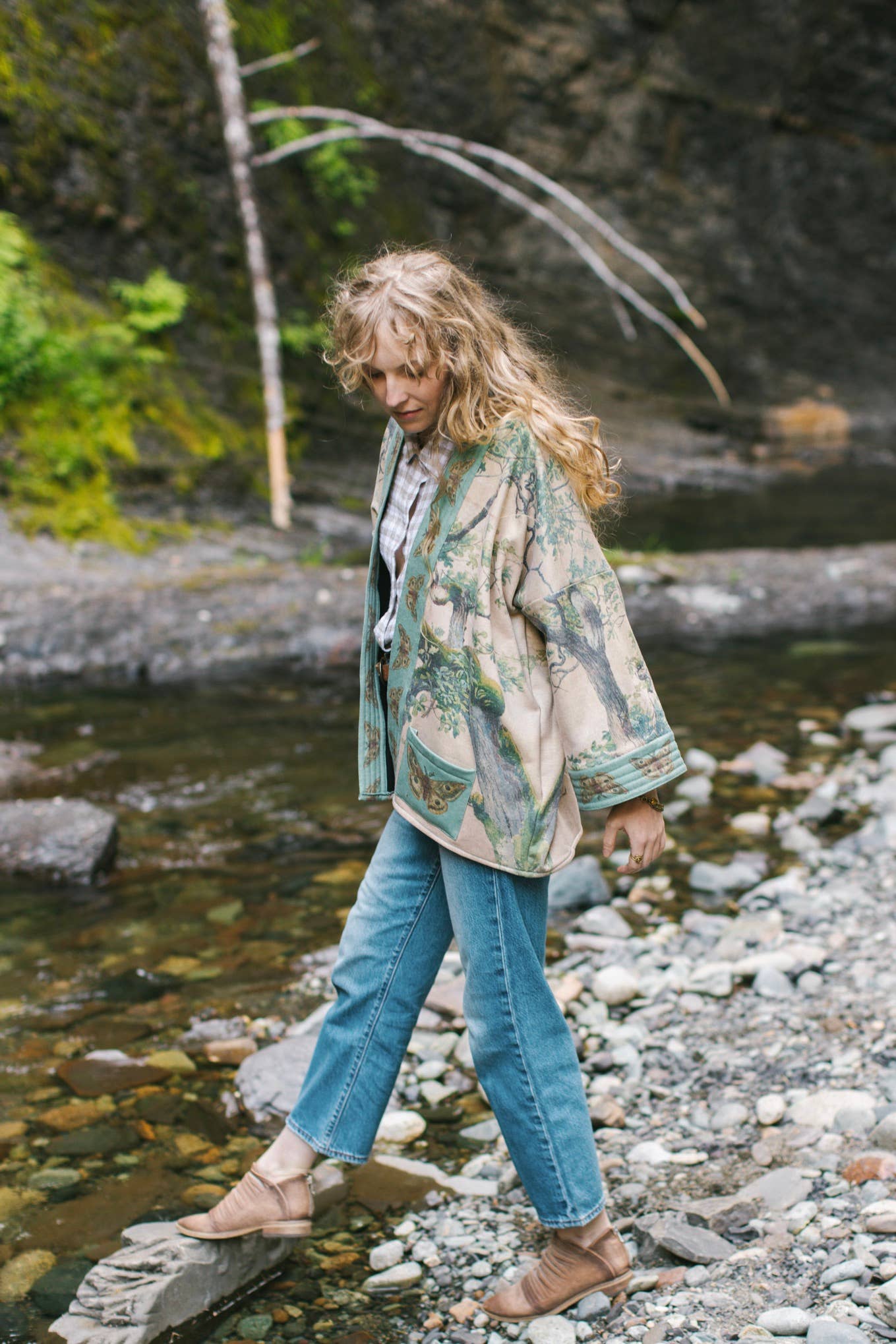 Fleece Lined Cozy Cottage Cardigan Kimono Jacket - Earth & Sky