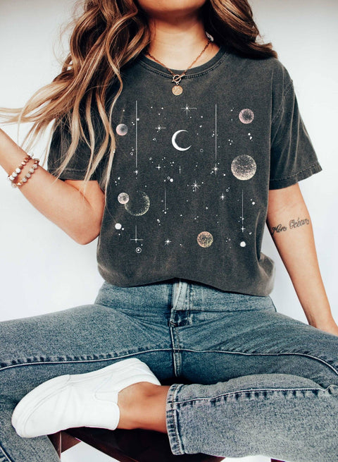 Tee - Sun, Moon & Stars Celestial (Pepper Grey)