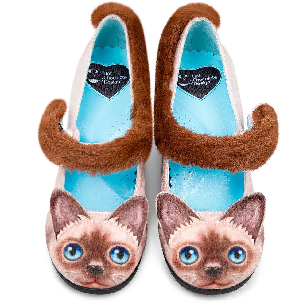 Women's Shoe - Chocolaticas® Mid Heels Siamese Cat Women's Mary Jane Pump