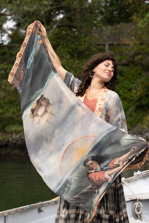 Scarf (Bamboo) - Hold Fast Boat, Sun, Moon & Rainbow