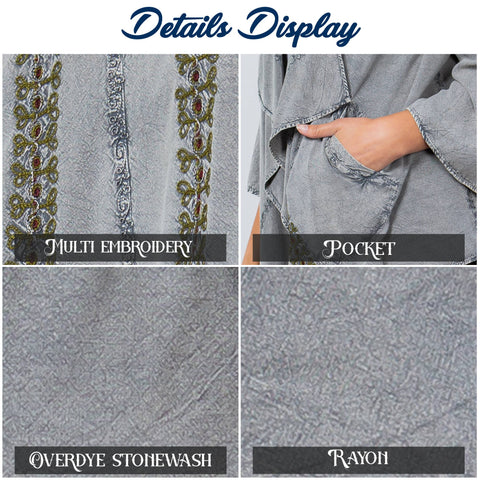 Kimono - Bohemian Elegance Stonewashed Rayon Gravel