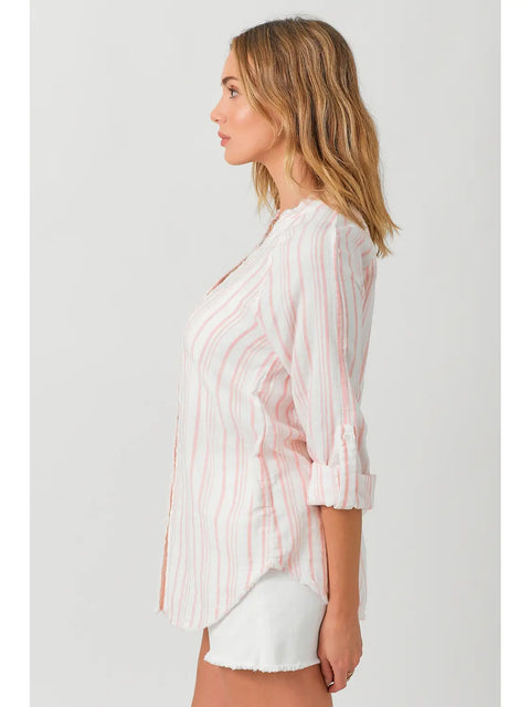 Shirt - Fray Bottom Blush Stripe