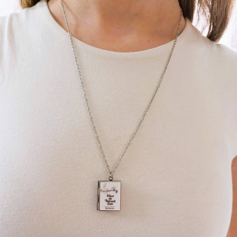 Necklace - Book Locket: Where the Sidewalk Ends Stainless Steel
