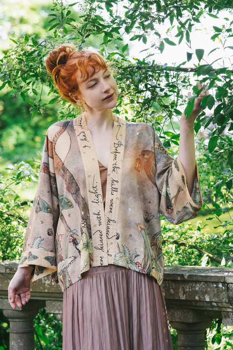Cropped Kimono - Lovelight Pixie with Woodland Swallow & Stars