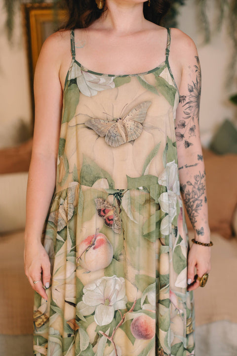 Bohéme Long Maxi Slip Dress - Fleur De Soleil with Florals