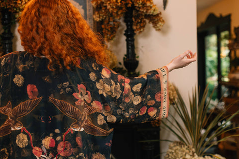 Opera Duster Kimono Robe - Heart of Gold with Sacred Heart