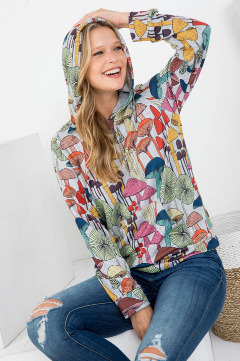Hoodie - Whimsical Mushroom Print