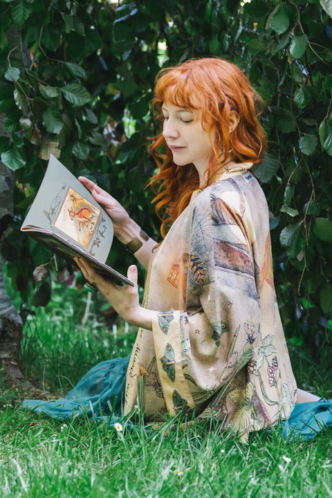 Cropped Kimono - Lovelight Pixie with Woodland Swallow & Stars