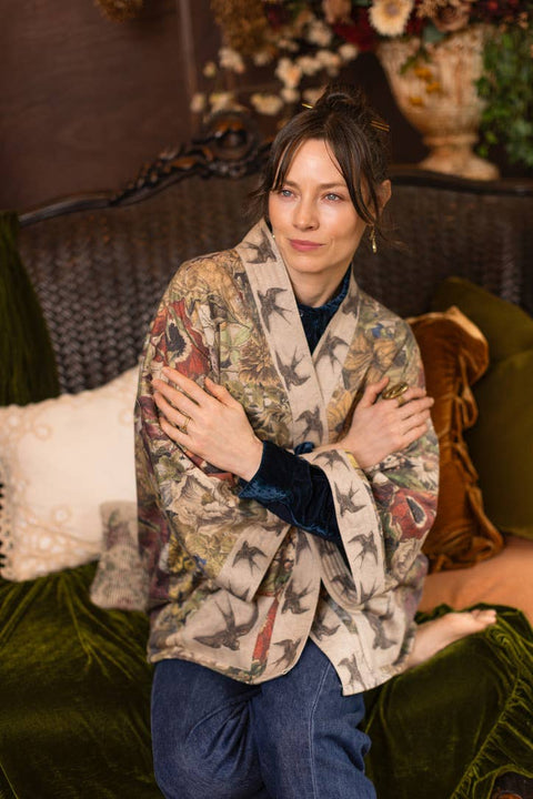 Fleece Cottage Cardigan Kimono Jacket - Golden Hour