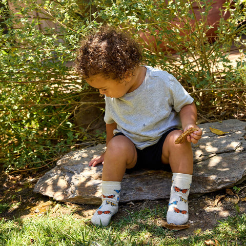 Kids Socks that Protect Butterflies - Beige