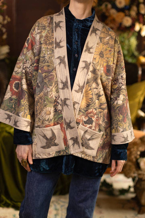 Fleece Cottage Cardigan Kimono Jacket - Golden Hour