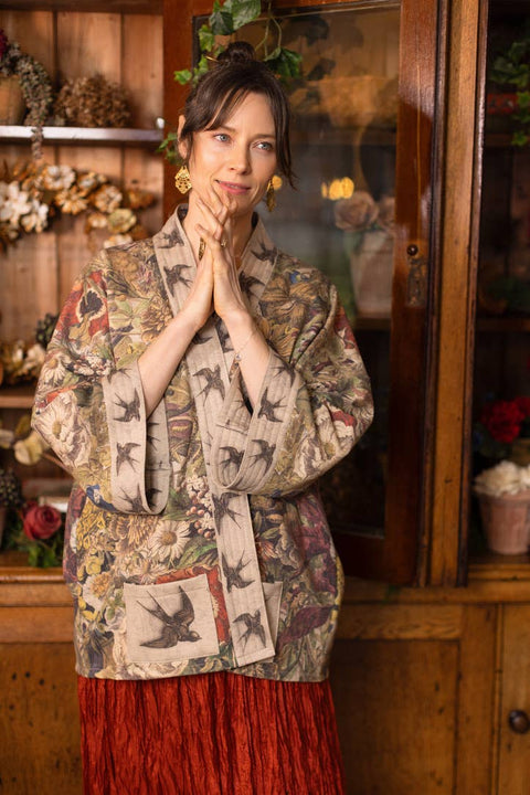 Fleece Cottage Cardigan Kimono Jacket - Golden Hour