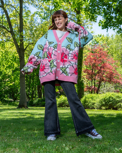 Cardigan - Pink Hibiscus