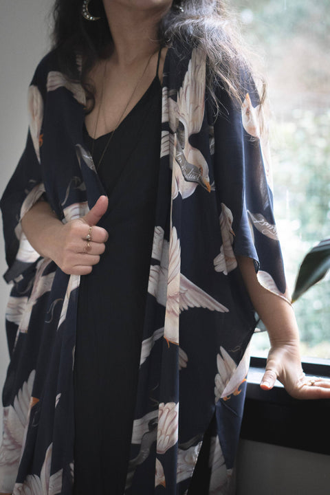 Starduster Bamboo Bohemian Kimono - Midnight Doves
