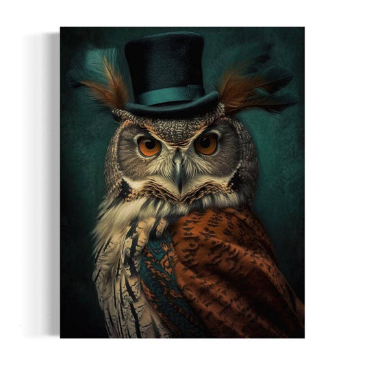 Gentleman Owl Vintage Portrait Wall Art AXS58