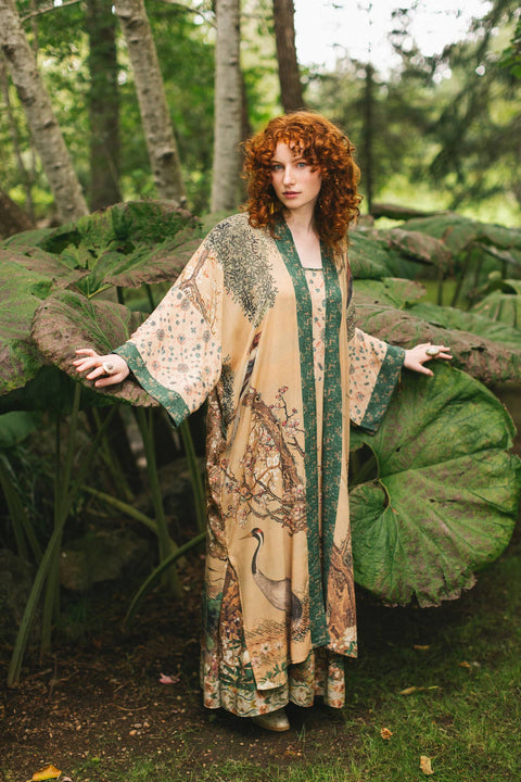 Duster Kimono Robe - Fable Opera with Deer Moon & Blossom