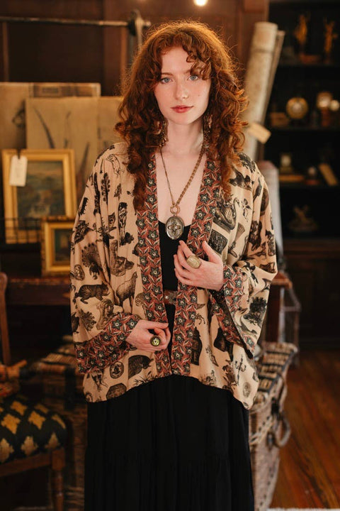 Pixie Duster Crop Kimono - Curiosities w/ whimsical print