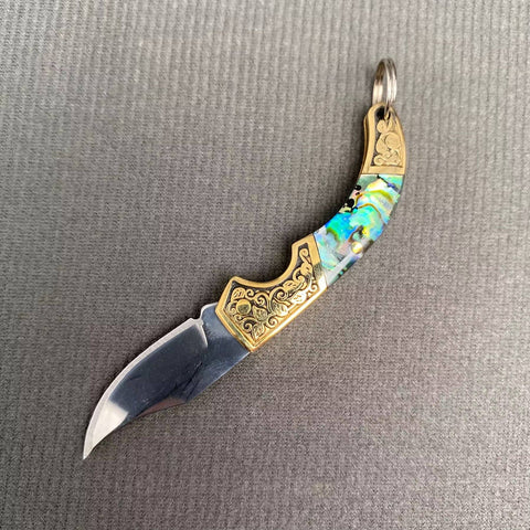 Foldable Knife - Shell Inlaid (Silver)