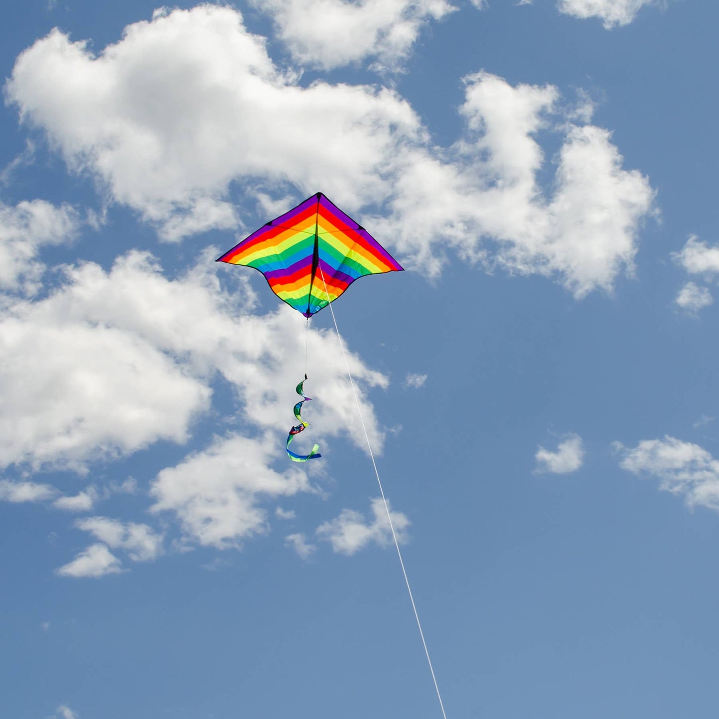 Kite - Rainbow Stripe Delta with Spinning Tail