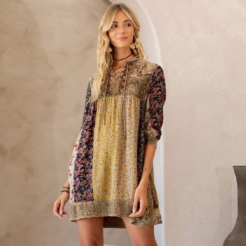 Chic Bohemian Stone-Washed Babydoll Dress - Gravel (Plus Size)