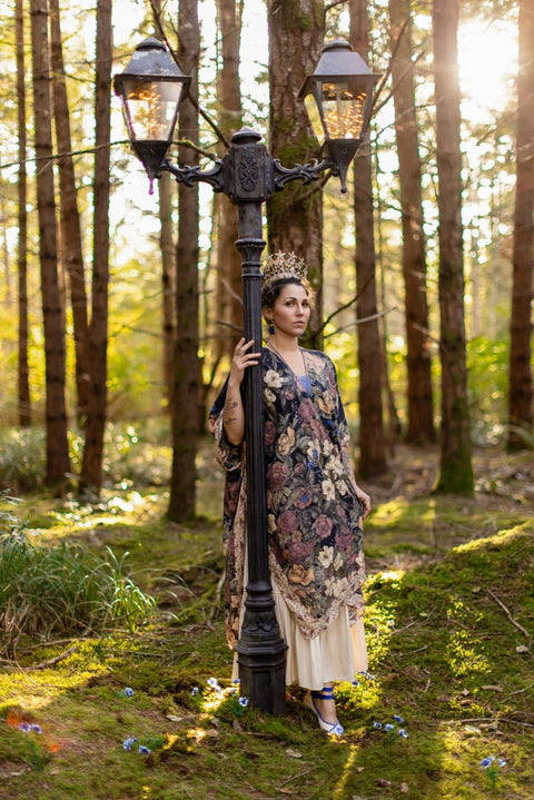 Bohemian Goddess Starduster Kimono - Lionheart with Botanicals