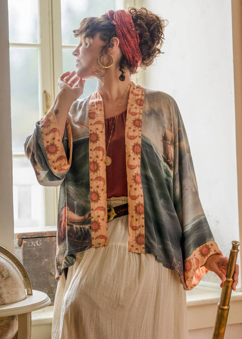 Pixie Duster Cropped Kimono - Hold Fast w/ Boat, Rainbow