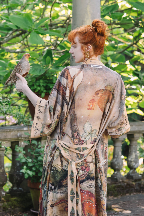Opera Duster Kimono Robe - Lovelight with Woodland Deer & Swallow