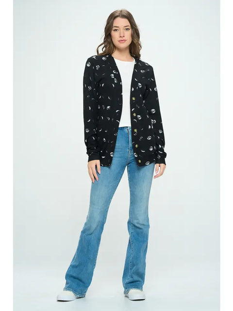 Cardigan - Moon Phases Print with Pockets