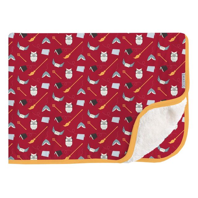 Throw Blanket with Sherpa Backing - Crimson Magical World