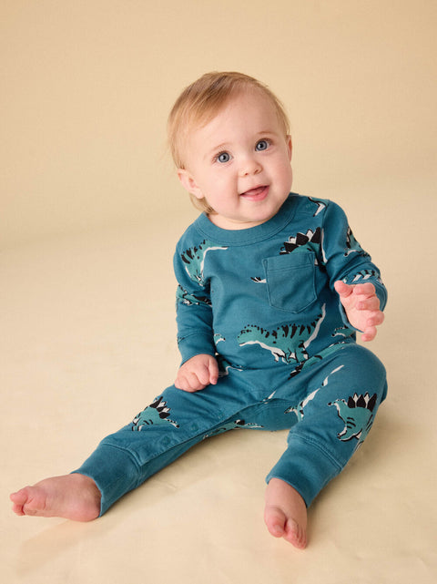 Long Sleeve Pocket Tee Romper - Dynamic Dinos