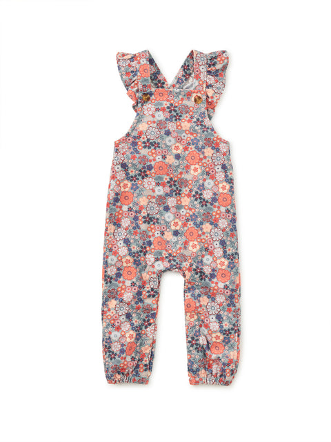 Corduroy Ruffle Overalls - Japanese Floral