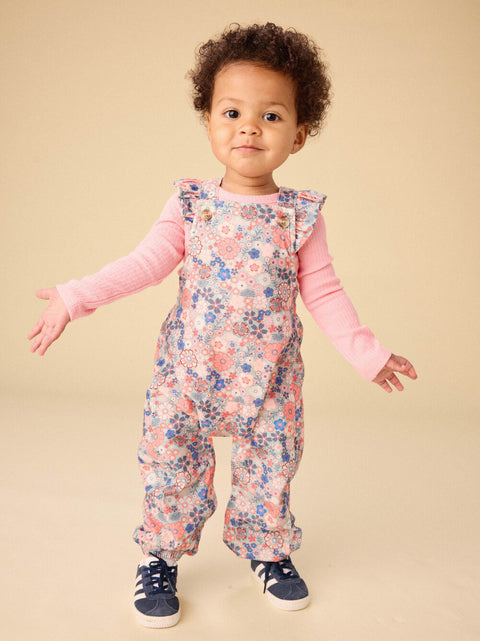 Corduroy Ruffle Overalls - Japanese Floral
